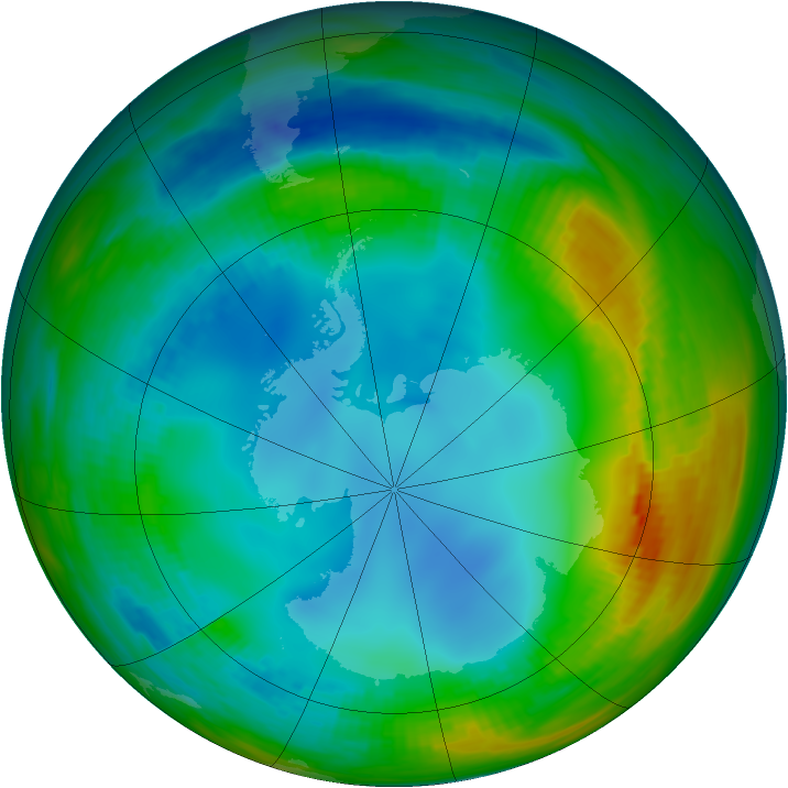 Antarctic ozone map for 23 July 1988